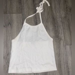 white halter crop top